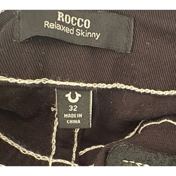 True Religion Black Skinny Jeans Womens Size 28 White Contrast Stitching & Disti - Picture 7 of 7